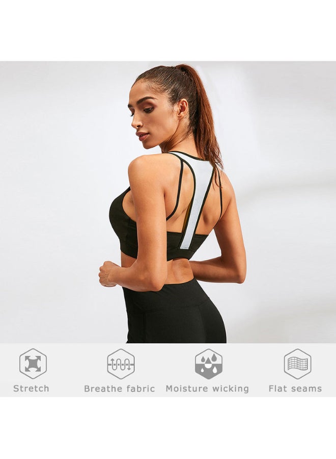 Fashion Fitness Backless Push Up Sport Bra White/Black