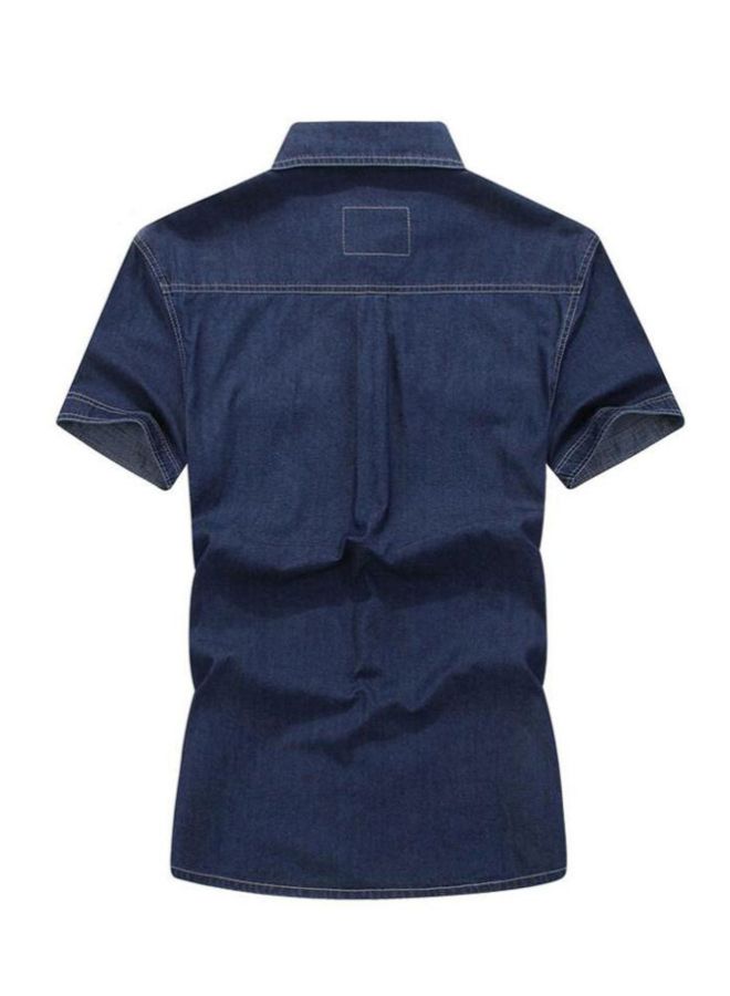 Denim Cotton Solid Shirt Dark Blue