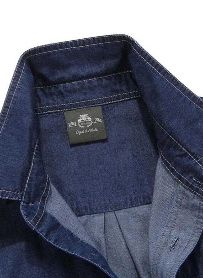 Denim Cotton Solid Shirt Dark Blue