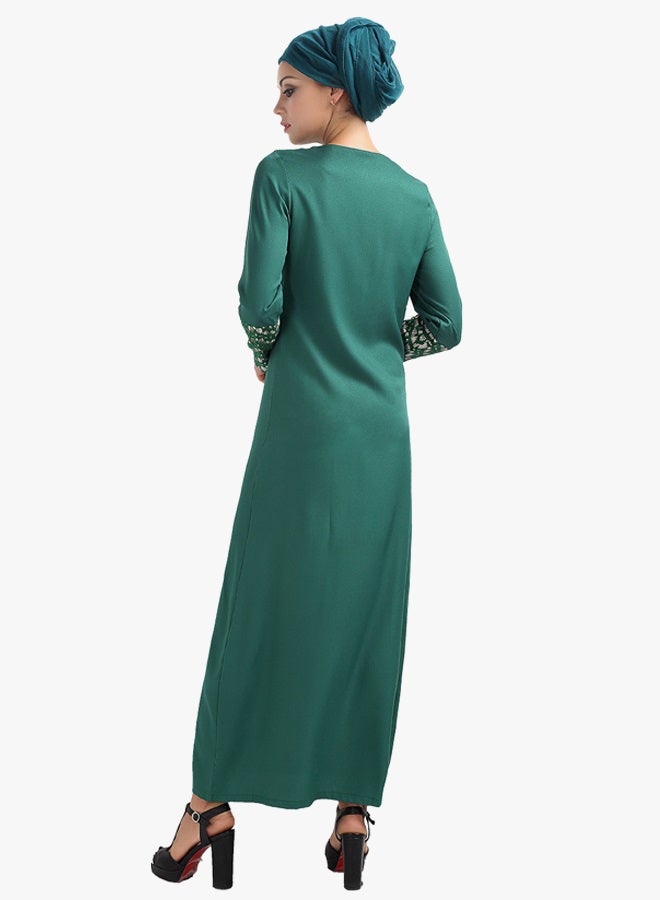 Long Sleeves Dress Green/Beige