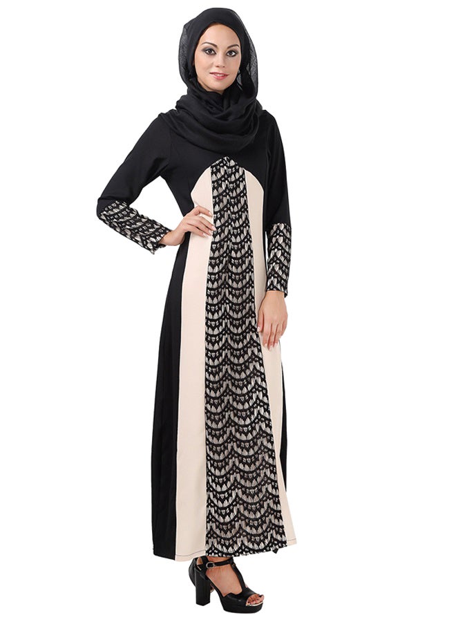 Long Sleeves Dress Black/Beige