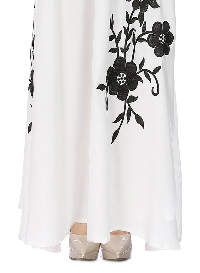 Long Sleeves Embroidered Dress White