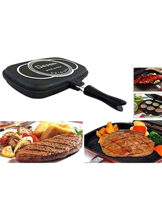 Double Sided Grill Pan Black/Silver 45x7.5x36cm