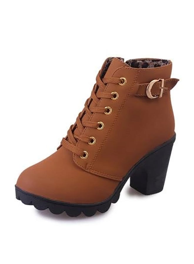 Heeled Ankle Boots Brown