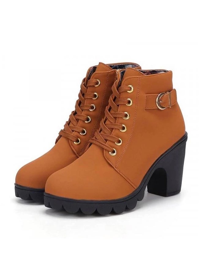 Heeled Ankle Boots Brown