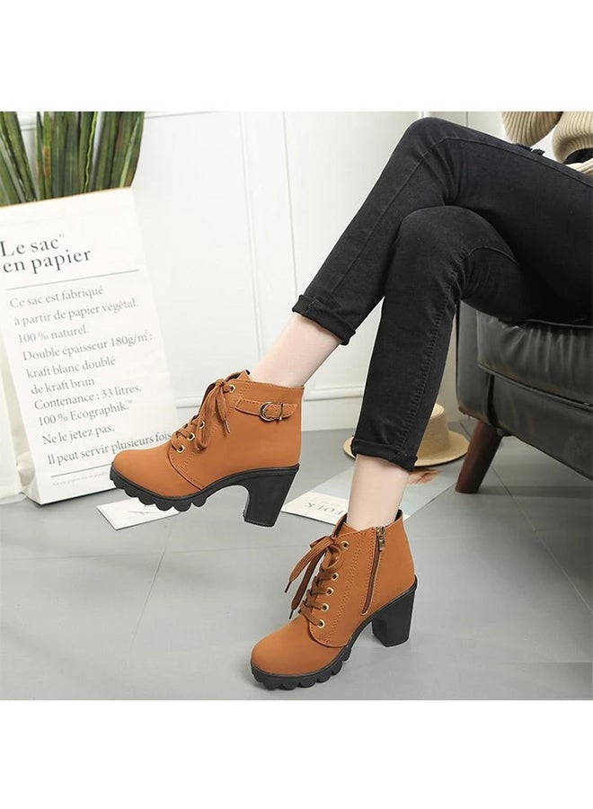 Heeled Ankle Boots Brown