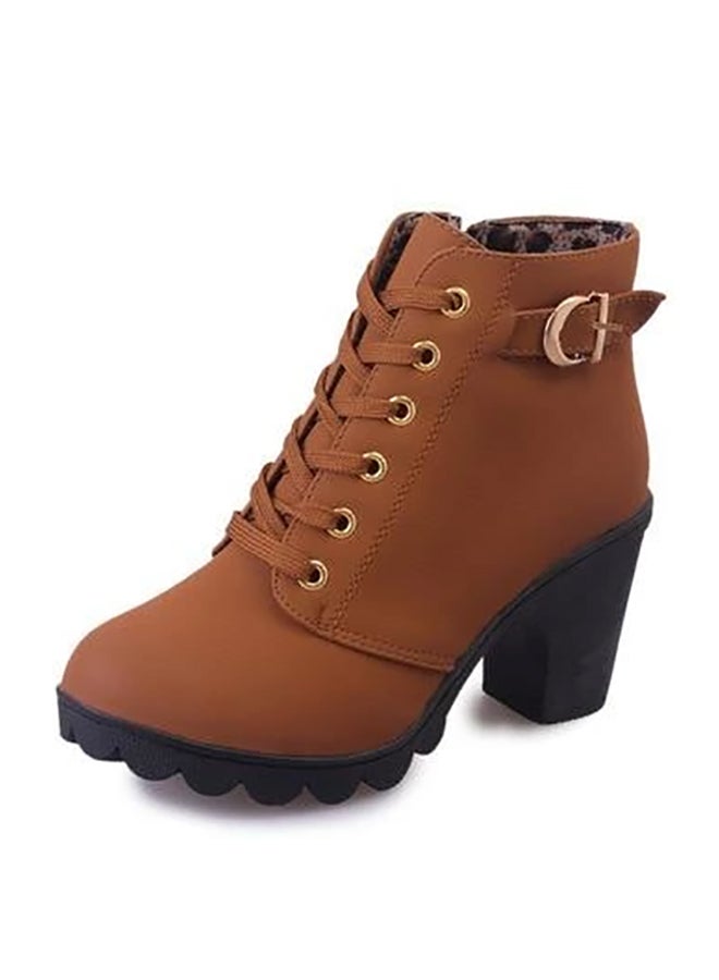 Heeled Ankle Boots Brown