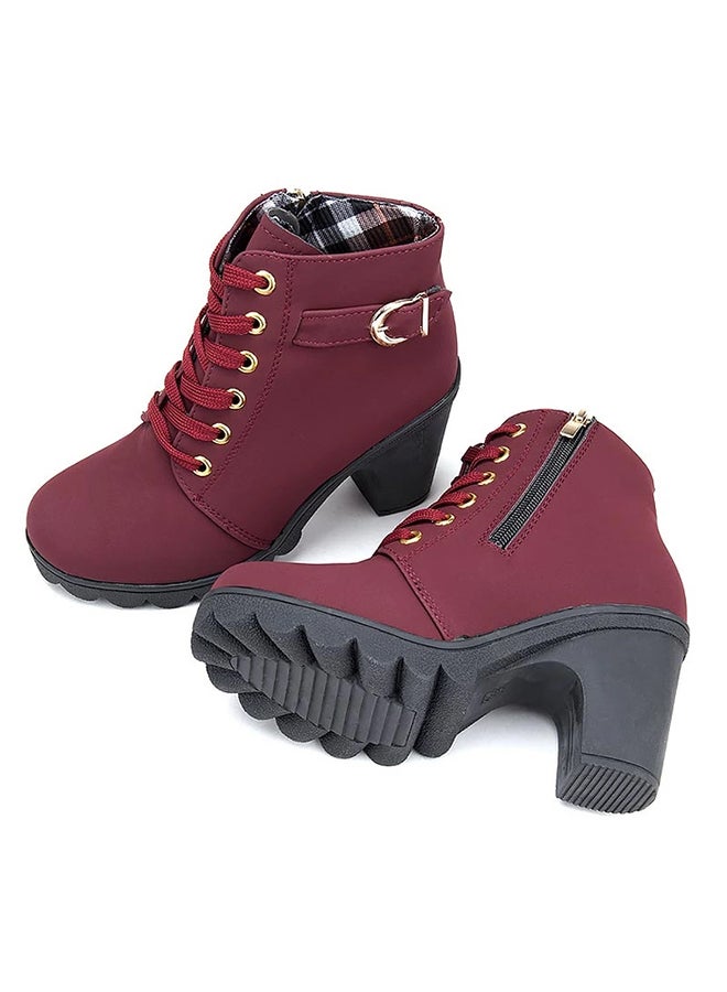 Heeled Ankle Boots Maroon