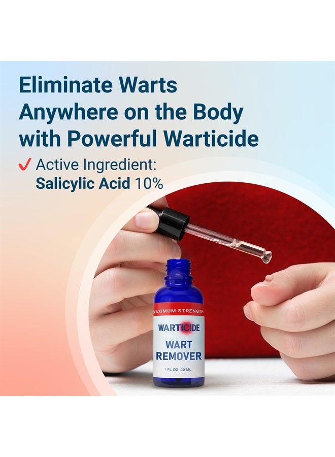Fast-Acting Wart Remover - Effective Plantar and Genital Wart Removal with Natural Ingredients - Attacks Warts On Contact, Easy Dropper Application (2 Bottles, 1 fl oz Each)