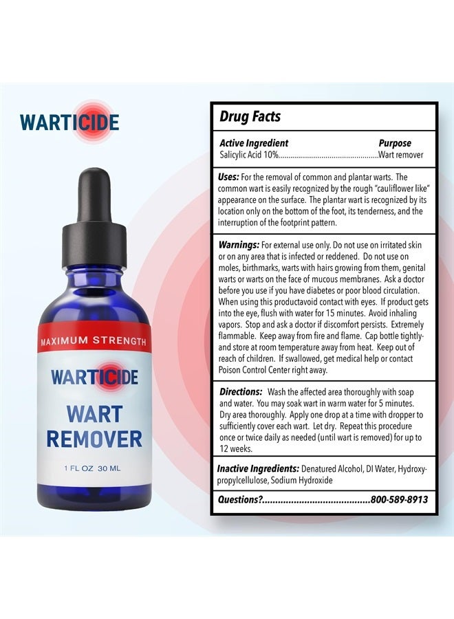 Fast-Acting Wart Remover - Effective Plantar and Genital Wart Removal with Natural Ingredients - Attacks Warts On Contact, Easy Dropper Application (2 Bottles, 1 fl oz Each)