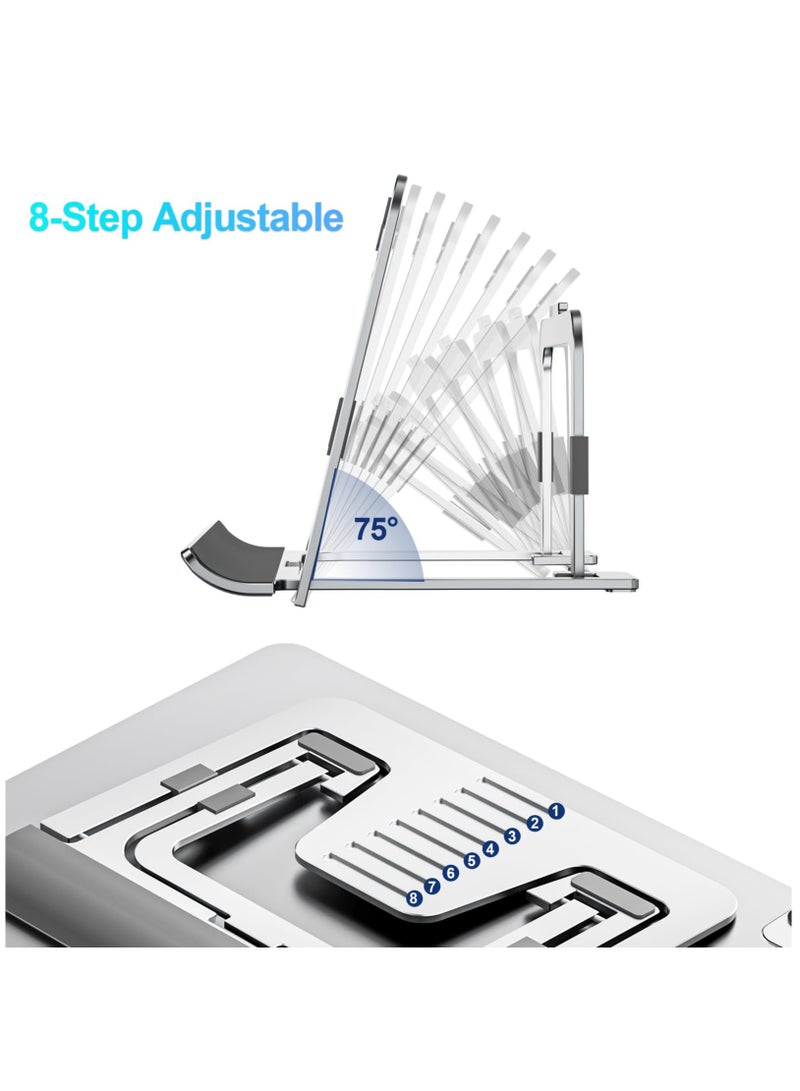 Tablet Stand Adjustable & Foldable, Slim Portable Aluminum Tablet Holder for Desk, Compatible with iPad Pro/Air/Mini, Samsung Tab, Surface Pro, Kindle Fire (7-13