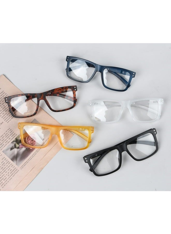 5-pack Oversized Reading Glasses Square Large Frame Readers for Men and Women +1.50