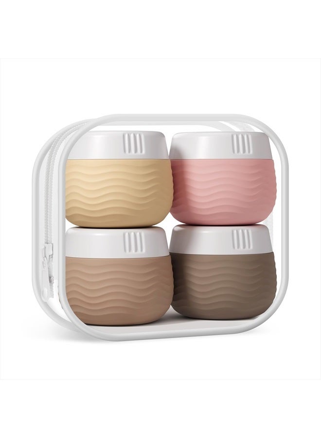 Travel Containers for Toiletries, Silicone Cream Jars with Clear Bag, TSA Approved Travel Size Containers, Leak-proof Travel Essentials/Accessories with Lid for Cosmetic Face Body Cream(4 Pack)