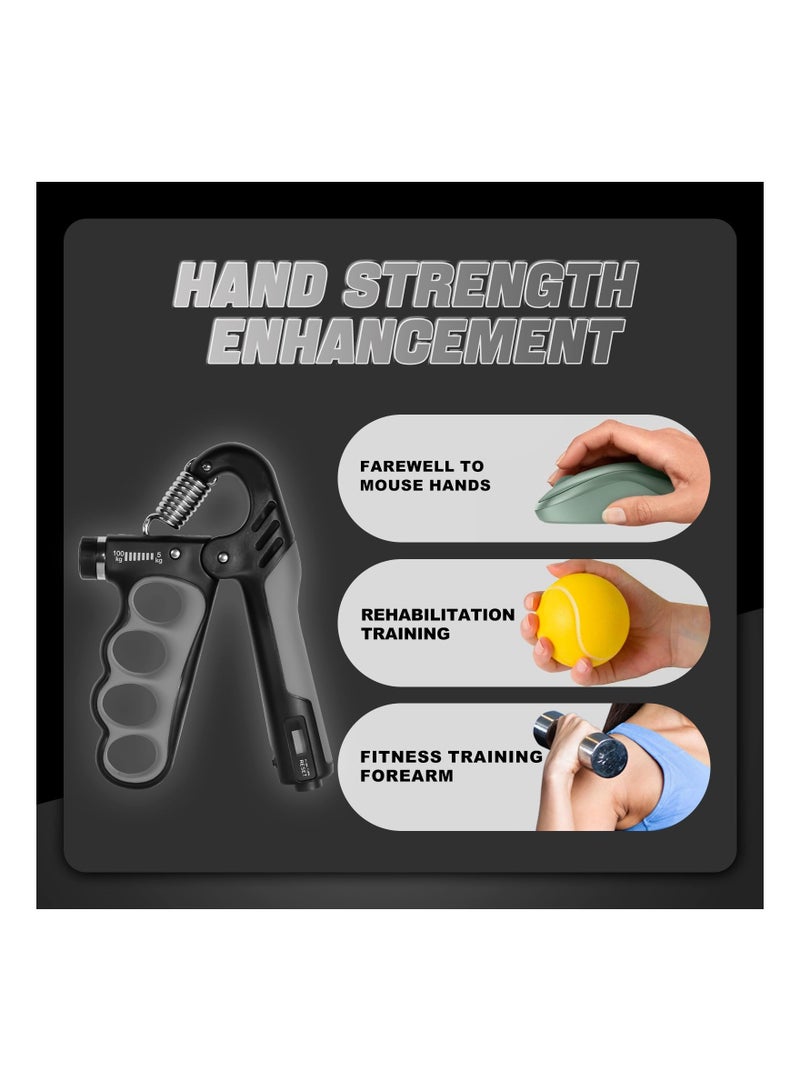 Arm Exercise Equipment Chest Workout, Grip Strength Trainer, Forearm Exerciser Adjustable Resistance 11-220 Ibs with Digital Counter, Hand Grip Strengthener for Muscle Building and Injury Recovery