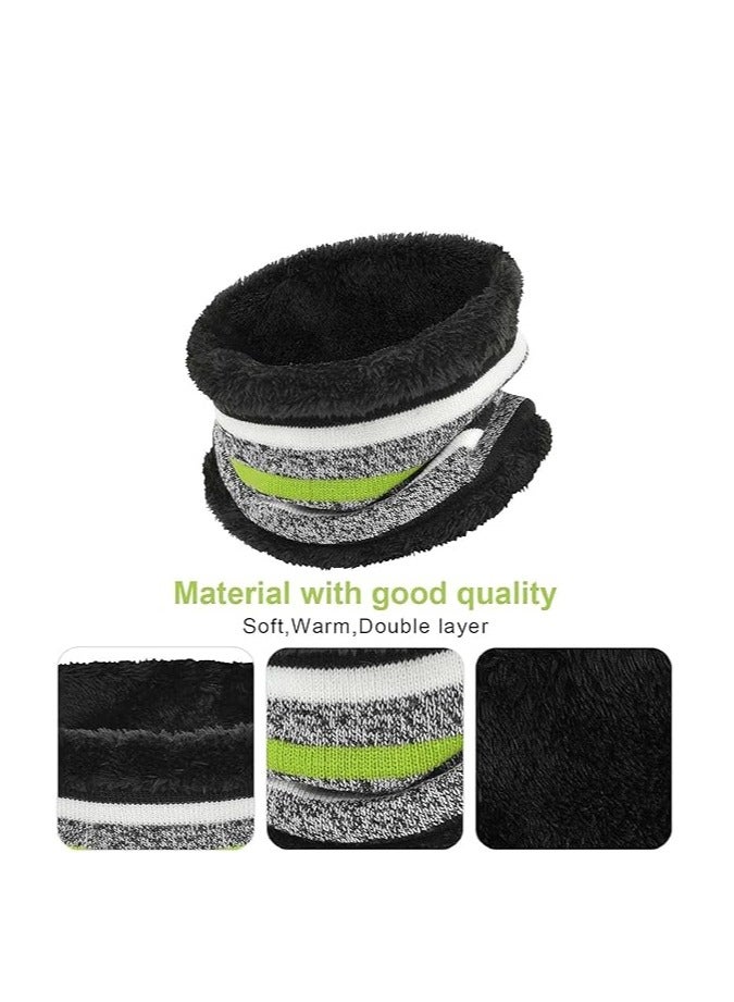 Kids Warm Beanie Hat Scarf Gloves Set 3 in 1 Thermal Knit Hat Scarf Gloves Set Winter Accessories Sets Snood Scarf Gloves Set with Double Layer Fleece Lining Boys Girls