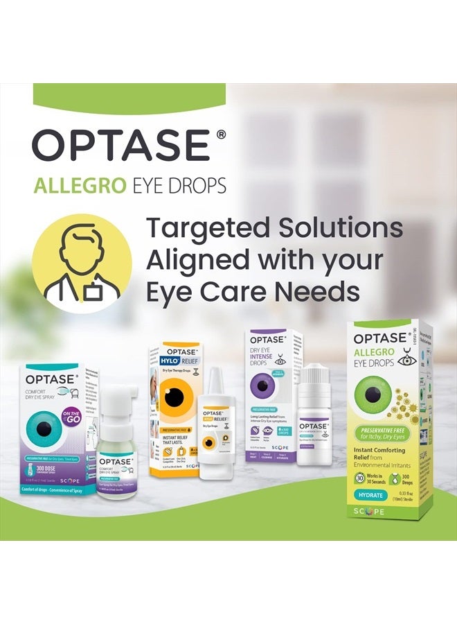 Allegro Eye Drops for Dry Eyes - Lubricating Eye Drops for Dry Eyes - Eye Drops for Red Eyes and Seasonal Irritants - Symptom Relief Eye Drops for Contacts and Itchy Eyes - .33 oz, 300 Drops