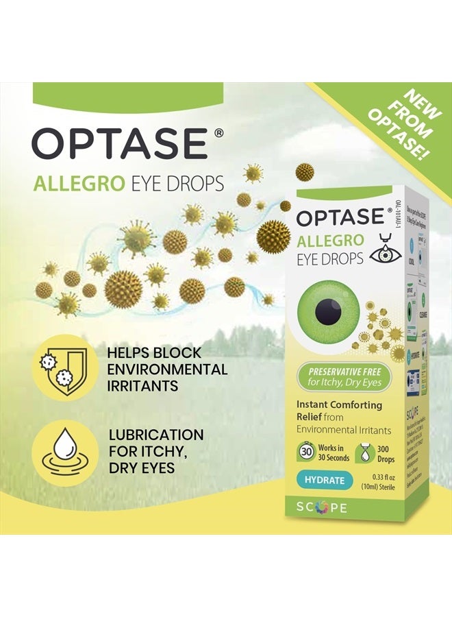 Allegro Eye Drops for Dry Eyes - Lubricating Eye Drops for Dry Eyes - Eye Drops for Red Eyes and Seasonal Irritants - Symptom Relief Eye Drops for Contacts and Itchy Eyes - .33 oz, 300 Drops