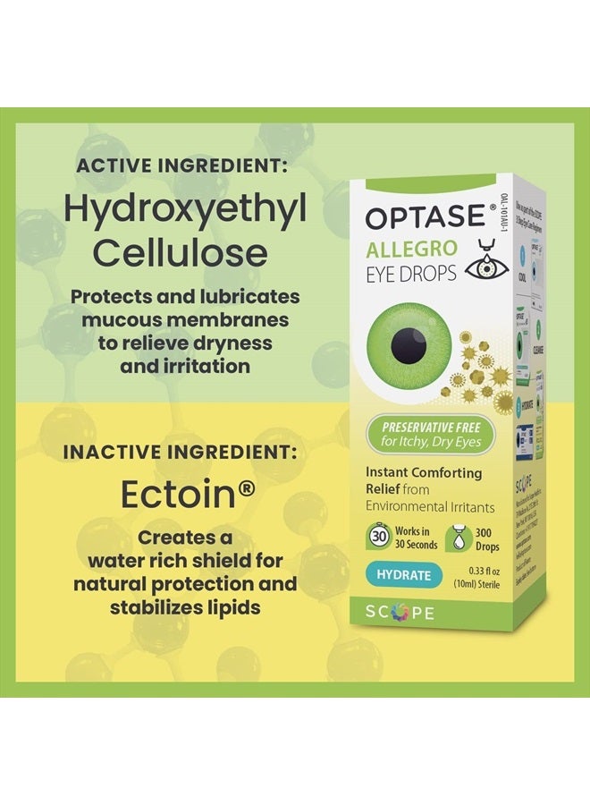 Allegro Eye Drops for Dry Eyes - Lubricating Eye Drops for Dry Eyes - Eye Drops for Red Eyes and Seasonal Irritants - Symptom Relief Eye Drops for Contacts and Itchy Eyes - .33 oz, 300 Drops