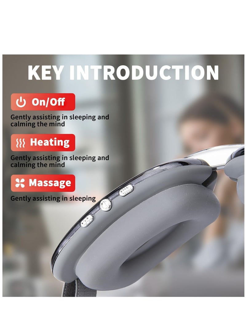 Eye Massager,Heated Eye Mask Massager with Vision Window and Vibrate , Relax and Reduce Eye Strain Dark Circles Eye Bags Dry Eye， Improve Sleep
