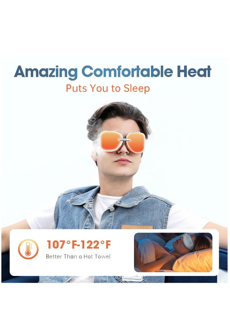 Eye Massager,Heated Eye Mask Massager with Vision Window and Vibrate , Relax and Reduce Eye Strain Dark Circles Eye Bags Dry Eye， Improve Sleep