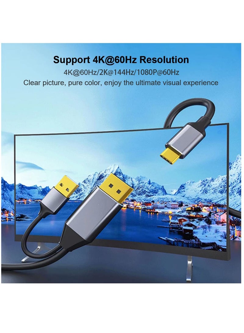 DisplayPort to USB C Cable 6.6ft 4K@60Hz with USB Cable Adapter,DP Male to Type-C Male Converter Support Touch with Nreal Air VR, MacBook Pro/Air 2020/2018, iPad Pro/Air, XPS