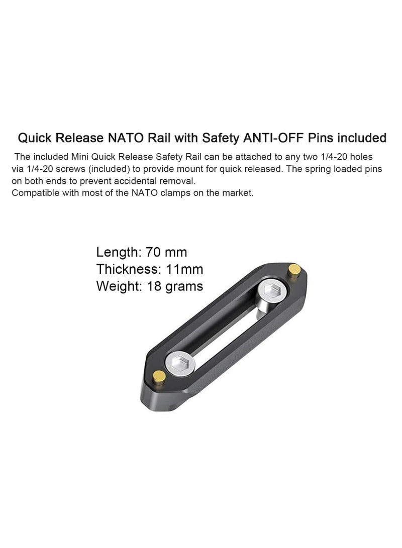 Camera Cage Top Handle Grip Quick Release NATO Rail Top Handle with Cold Shoe Arri Locating Hole 15mm Rod Clamp NATO Safety Rail for Video Camera Cage Rig Camcorder Light Microphones