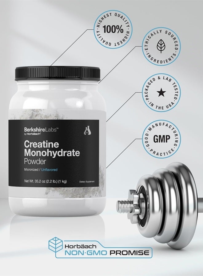 Creatine Monohydrate Powder | 2.2lbs (35.2 oz) | HPLC Purity Tested | Vegetarian, Non-GMO, & Gluten Free Supplement