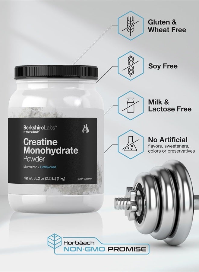 Creatine Monohydrate Powder | 2.2lbs (35.2 oz) | HPLC Purity Tested | Vegetarian, Non-GMO, & Gluten Free Supplement