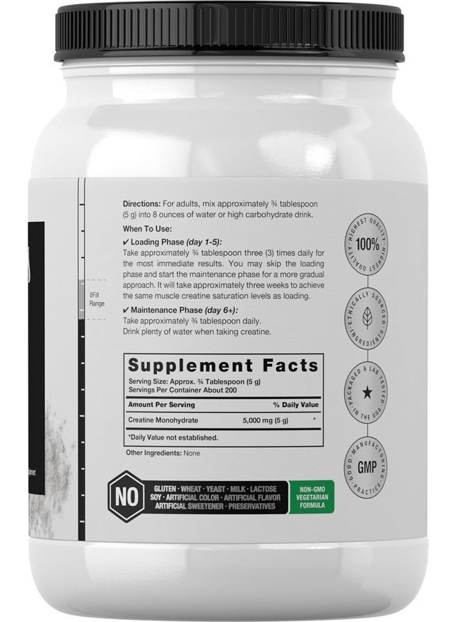 Creatine Monohydrate Powder | 2.2lbs (35.2 oz) | HPLC Purity Tested | Vegetarian, Non-GMO, & Gluten Free Supplement