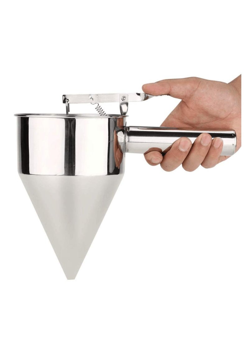 Stainless Steel Pancake Batter Dispenser 1 Set of Funnel Dispenser with Stand Confectionery Funnels Piston Funnel for Takoyaki and Baking