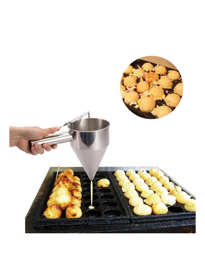 Stainless Steel Pancake Batter Dispenser 1 Set of Funnel Dispenser with Stand Confectionery Funnels Piston Funnel for Takoyaki and Baking