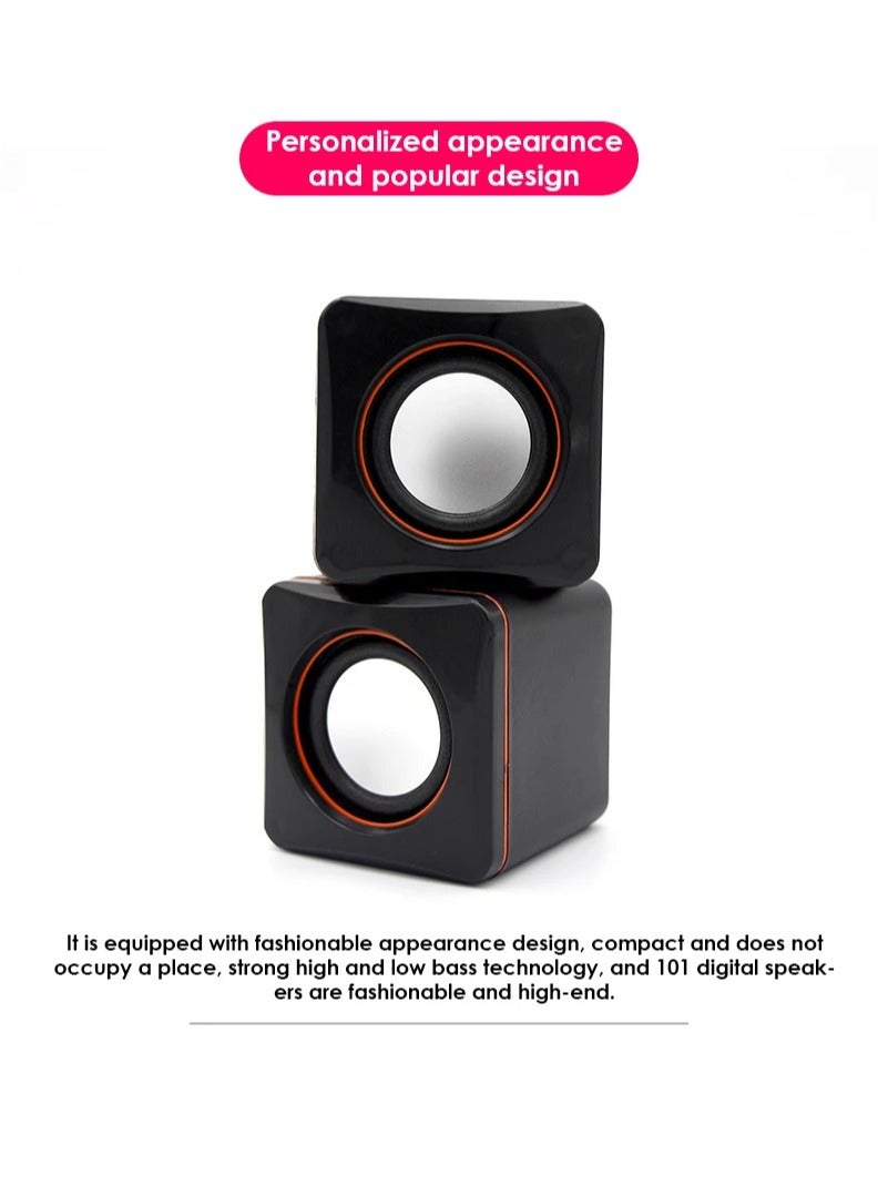 Computer Audio Plastic Small Speaker Portable Desktop Home Subwoofer 3.5mm Audio Jack Usb Powered Multimedia Pc Sound Box