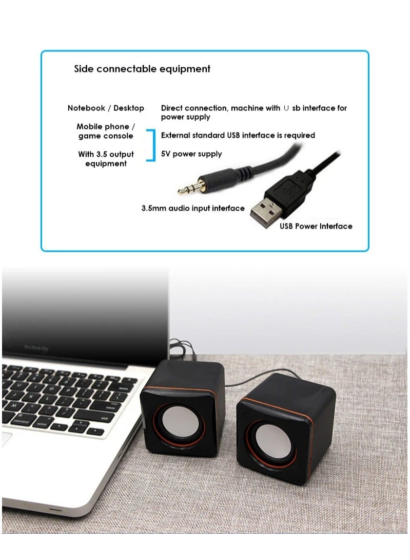 Computer Audio Plastic Small Speaker Portable Desktop Home Subwoofer 3.5mm Audio Jack Usb Powered Multimedia Pc Sound Box