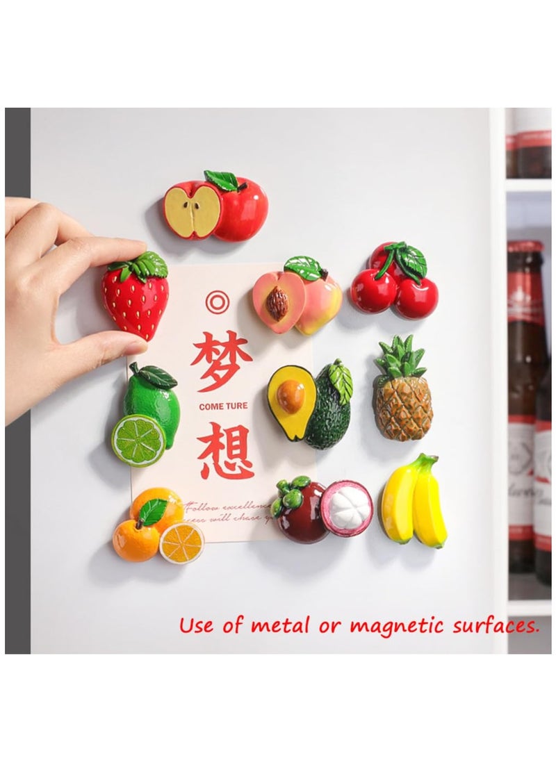 10 Pcs Fruit Fridge Magnets 3D Resin Fruit Fridge Magnets Funny Fridge Magnets Cute Refrigerator Magnets for Refrigerators, Whiteboards, Maps and Other Magnetic Items