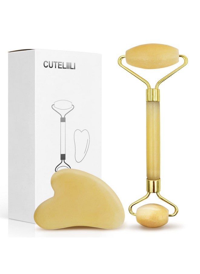 Yellow Gua Sha Facial Tools Skin Care Products Face Roller & Jade Roller For Face Care To Reduce Wrinkles And Lifting