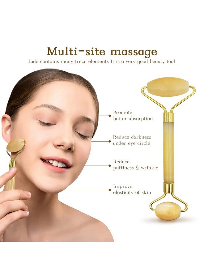 Yellow Gua Sha Facial Tools Skin Care Products Face Roller & Jade Roller For Face Care To Reduce Wrinkles And Lifting