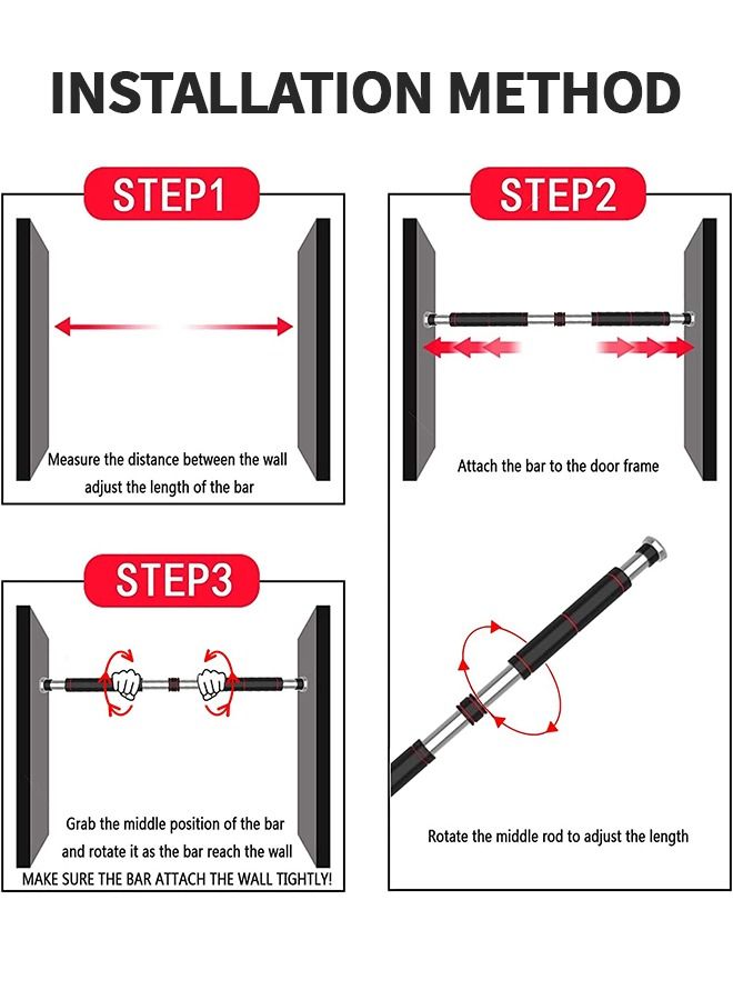 Pull Up Bar Chin Up Bar, Adjustable 60~100 CM Door Horizontal Bars Exercise Home Workout Gym Training Workout Bar, Sport Fitness Equipments Doorway Chin Up Adjustable Length Bar