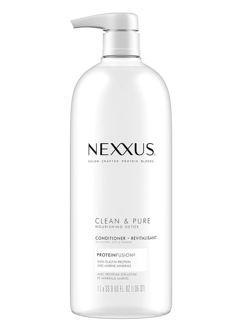 Nexxus Clean and Pure Conditioner, With ProteinFusion, Nourished Hair Care Silicone, Dye And Paraben Free 33.8 oz