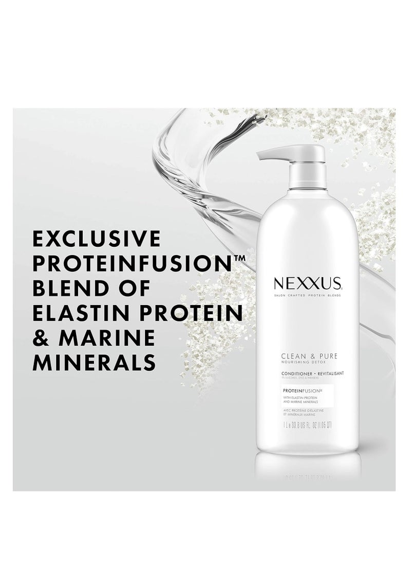 Nexxus Clean and Pure Conditioner, With ProteinFusion, Nourished Hair Care Silicone, Dye And Paraben Free 33.8 oz