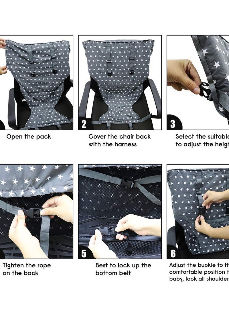 Portable Baby High Chair Safety Seat Harness for Toddler, Baby Travel Essential Easy High Booster Seat Cover for Infant Eating Feeding Camping with Adjustable Straps Shoulder Belt.