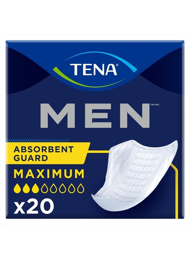 Men Maximum Guard Incontinence Pad for Men, Maximum Absorbency, 20 count