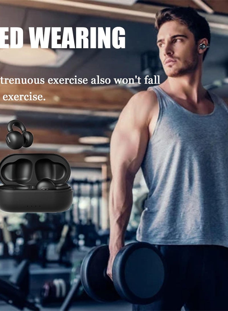 Open Ear Headphones, Wireless Ear Clip Earbuds, Waterproof Bluetooth 5.3 Sports Headphones, Clip-on Outer Earpiece for Driving, Running, Cycling, and Work