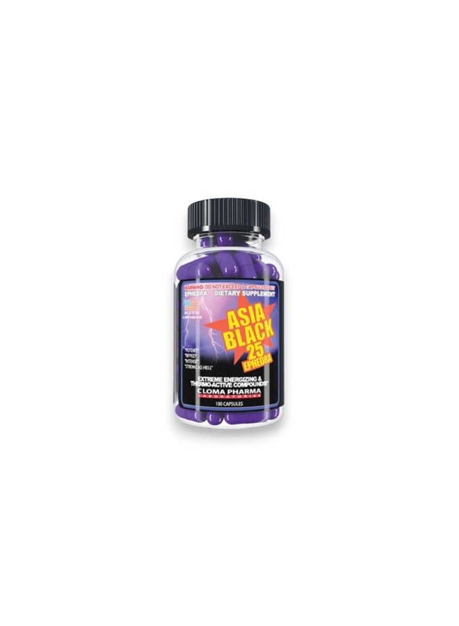 Asia Black 25 Ephedra, 100 Capsules