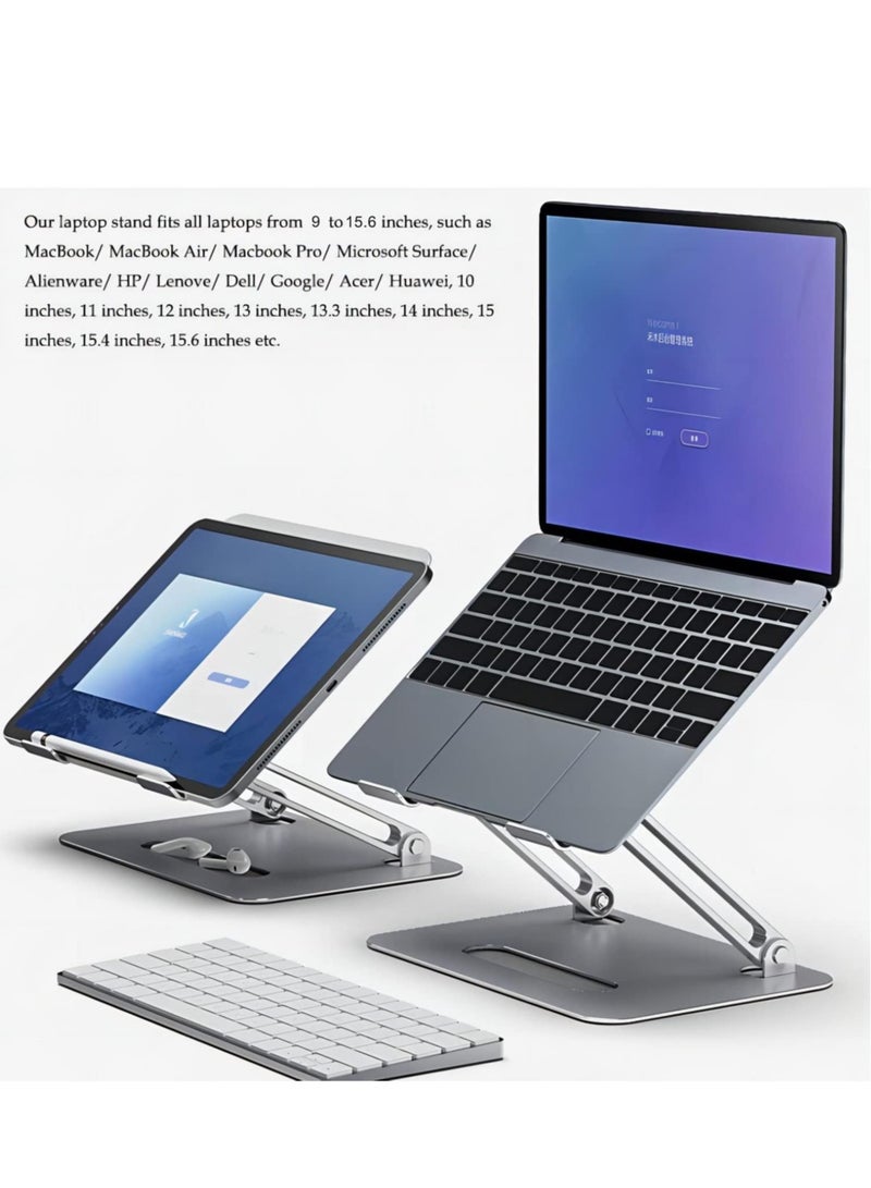 Portable Laptop Holder with Cooling Fan Height Adjustable Ergonomic Computer Stand for Desk Compatible with 9-15.6 inch Laptops Silvery