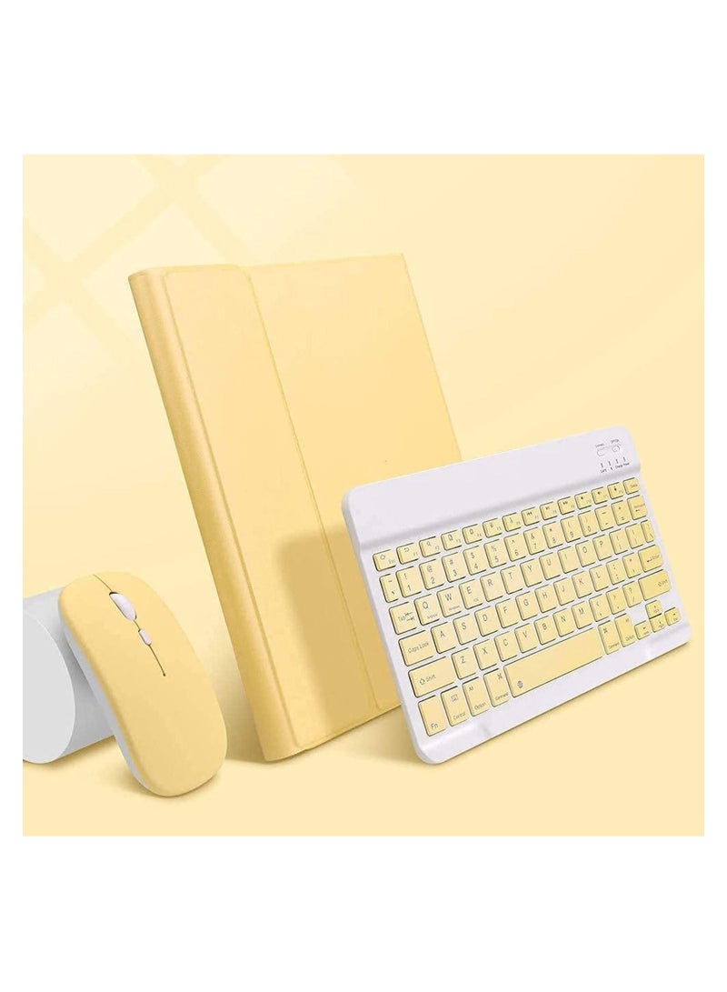Arabic and English Keyboard Case for iPad 10th Generation (2022, 10.9 Inch), Detachable Wireless Keyboard Pencil Holder Slim Leather Smart Cover with Mouse