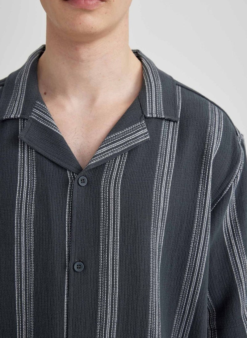 Relax Fit Striped Short Sleeve Shirt