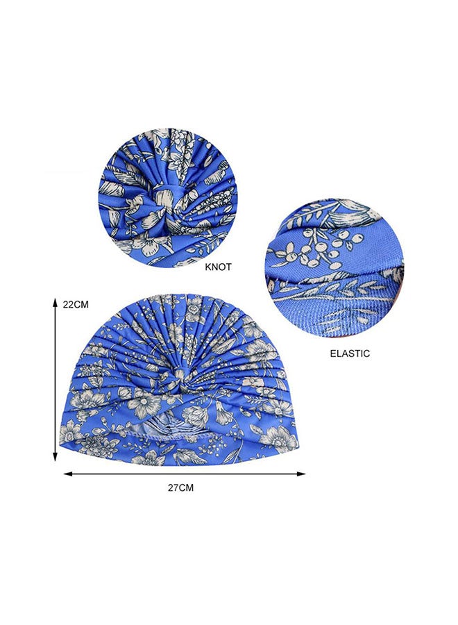 8 Pcs Women's Fashion Headgear Printed Pleated Nightcap Lightweight Breathable Chemotherapy Cap Elastic Wrapped Pregnant Women'S Hat