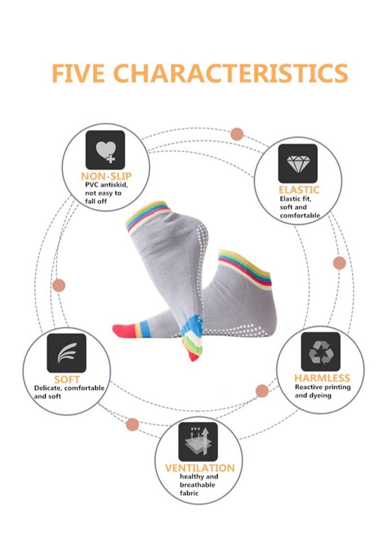 Toe Socks 4 Pairs Women's Non-Slip Toe Socks Five Finger Socks For Running Pilates Ballet Fitness