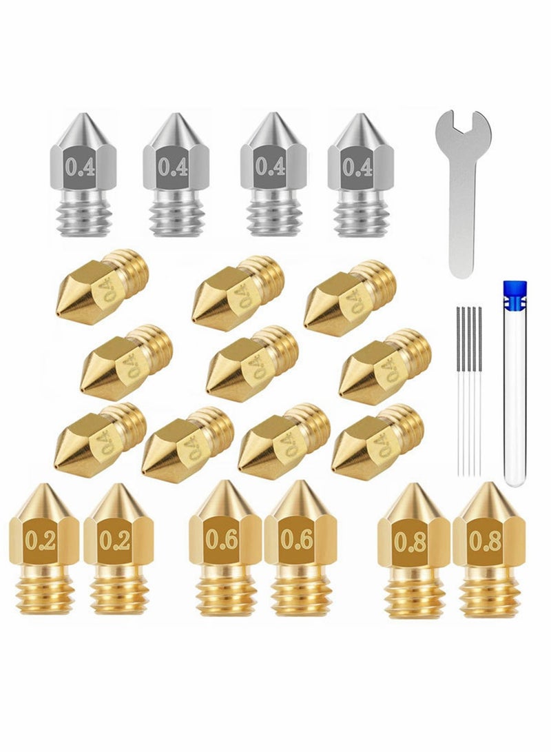 26 PCS 3D Printer Nozzles Cleaning Kit, MK8 3D Printer Extruder Nozzles Compatible with Creality Ender 3 pro-Ender 5 pro-CR 10 and so on Band Cleaning Needles, 3D Printer Nozzle Wrench