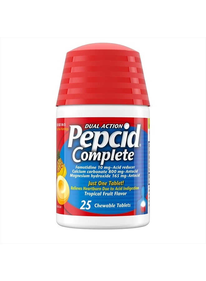 Complete Acid Reducer with Antacid Chewable, 10 mg Famotidine, 800 mg Calcium Carbonate And 165 mg Magnesium Hydroxide - 25 Cap